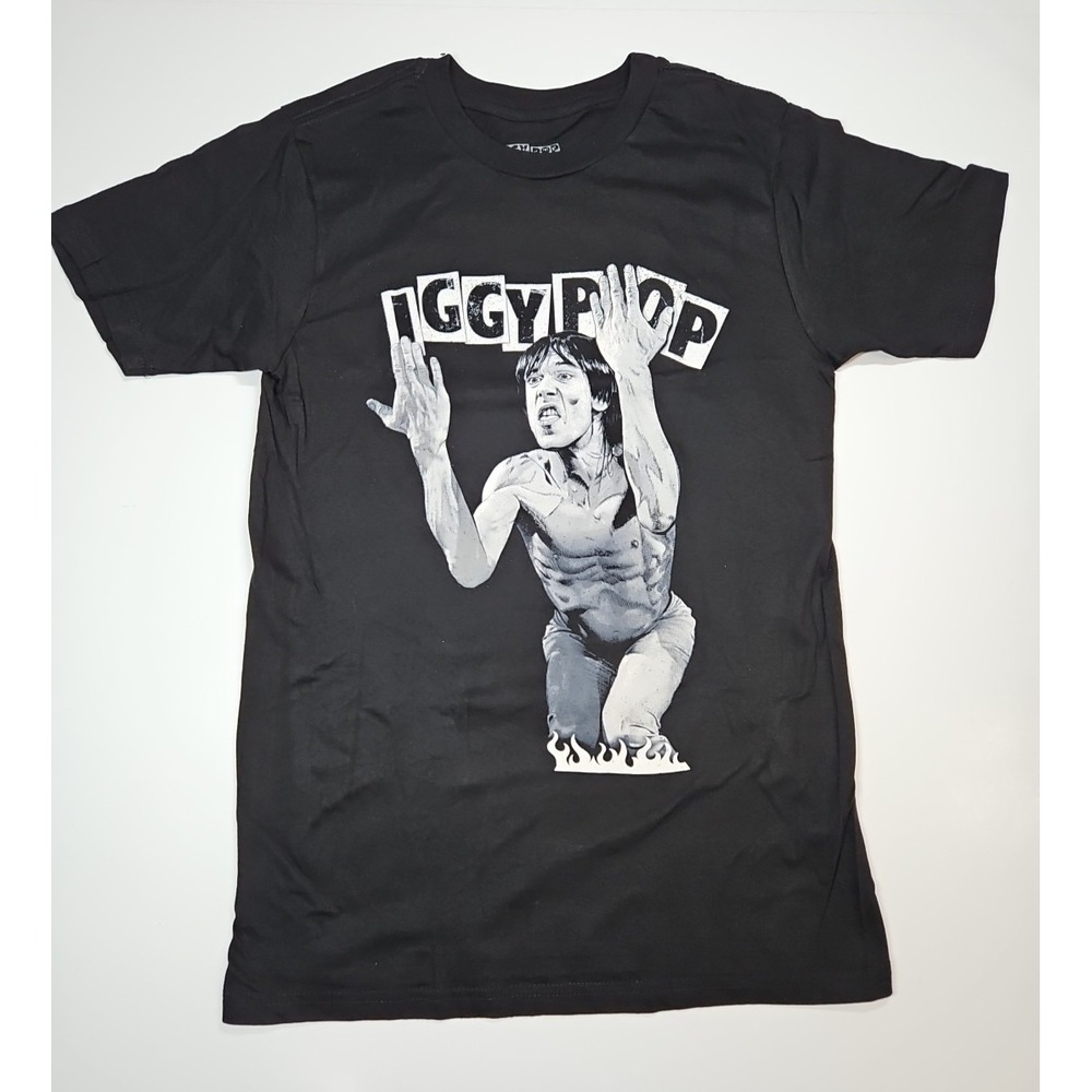 Iggy Pop Mens Black 2023 Tour Graphic Punk Band T-Shirt Size Small NWOT